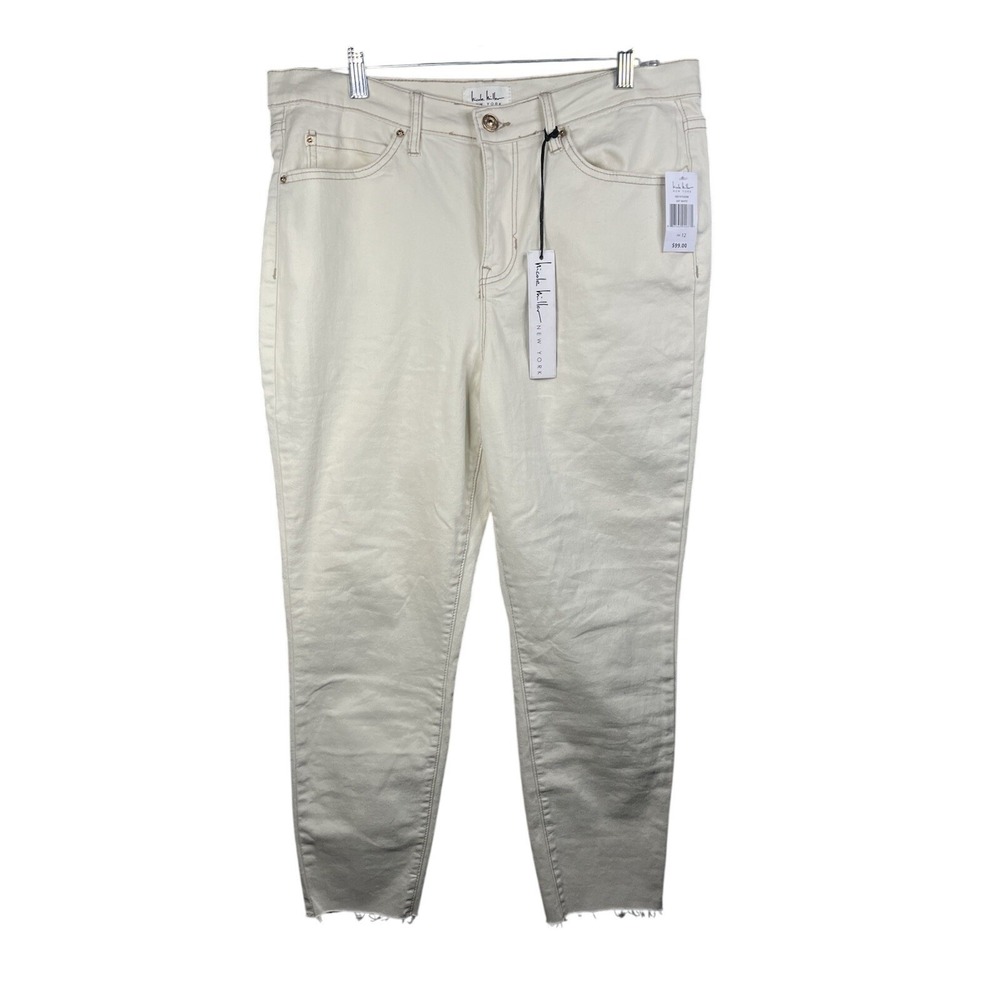 Nicole Miller Off-White SOHO Woman's Denim High Rise Ankle Skinny Pants Size 12